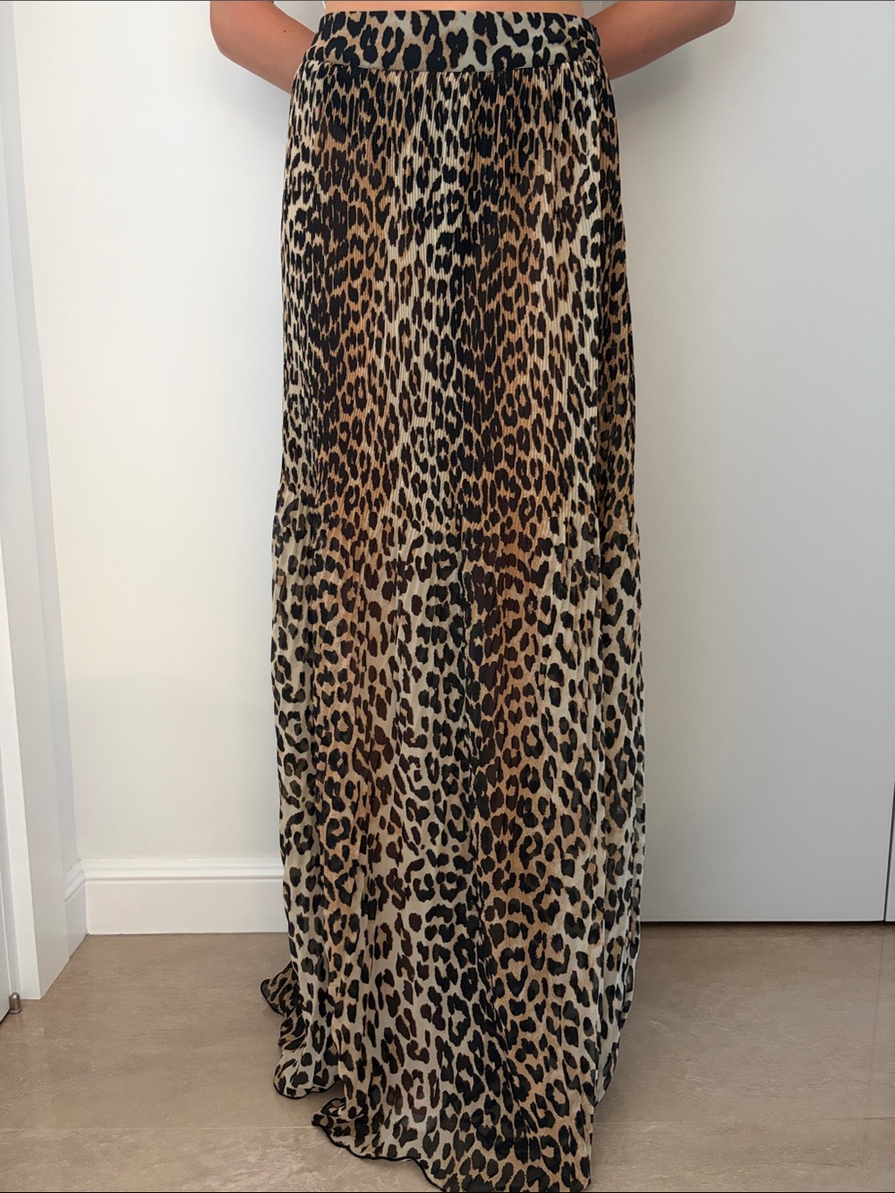 Ganni Leopard Print Maxi Skirt Semi Sheer - Picture 1 of 8